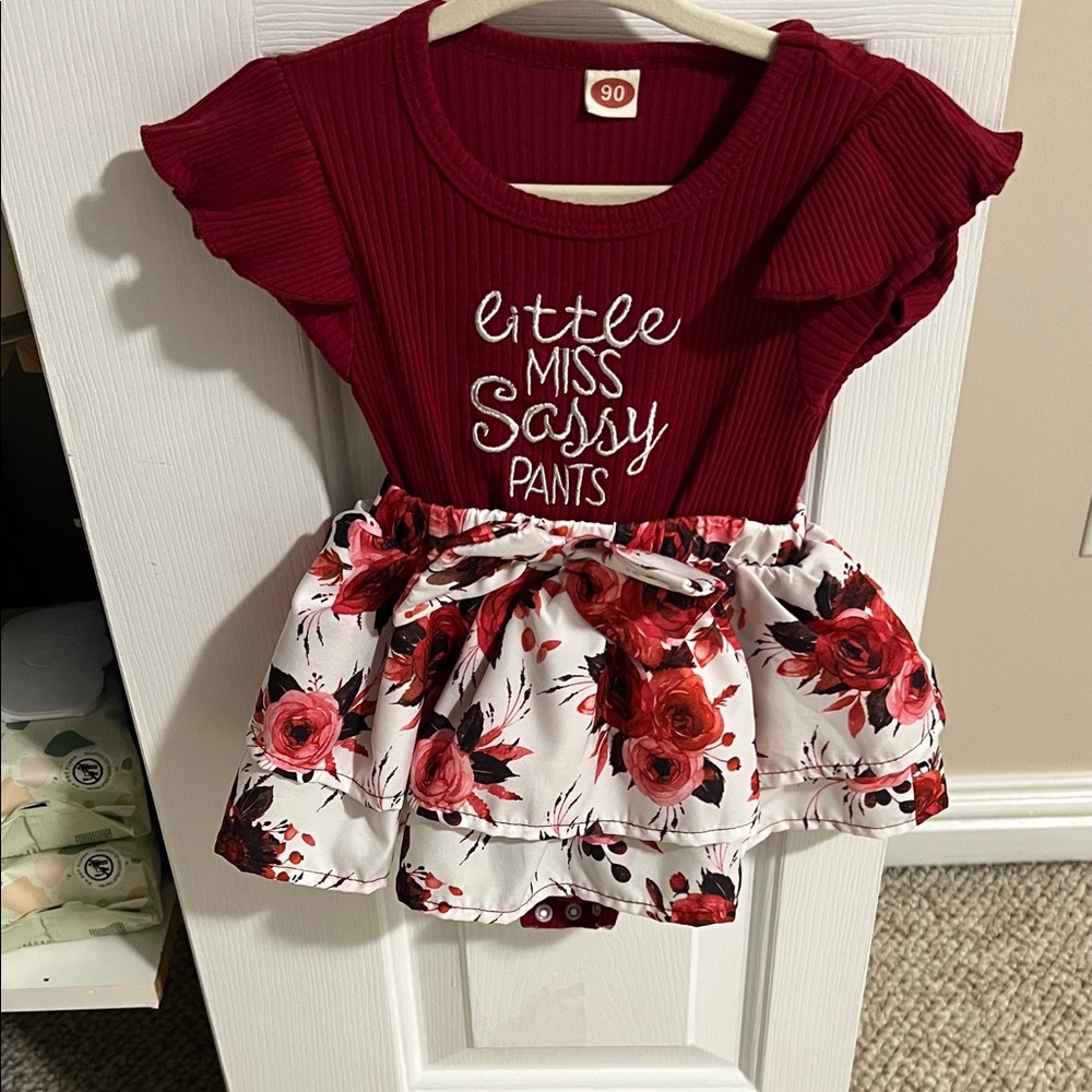 Red and White Floral Dress with Sassy Print